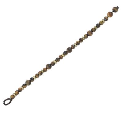 Alternate image for Hand Crafted Bead Bracelet of Tigers Eye and Brass Courageous Eye