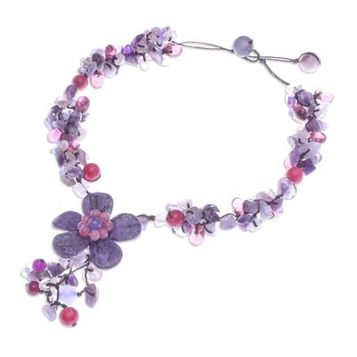 Alternate image for Agate and Amethyst Floral Pendant Necklace Purple Power
