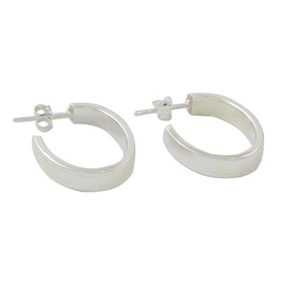 Alternate image for High-Polish Sterling Silver Half-Hoop Earrings from Thailand Shiny Curves