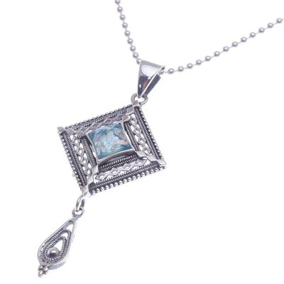 Alternate image for Ancient Roman Glass Pendant Necklace Ocean Diamond