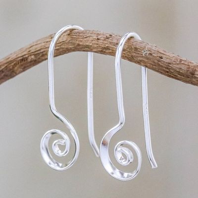 Alternate image for Spiraling Sterling Silver Drop Earrings from Thailand Tiny Spirals