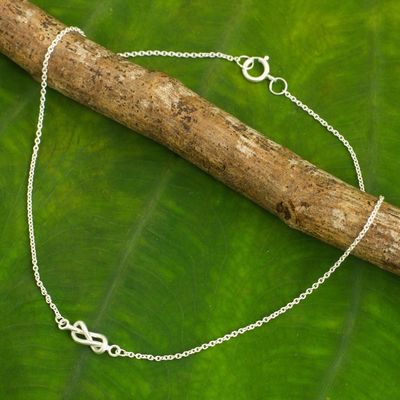 Alternate image for Handcrafted Sterling Silver Infinity Symbol Knot Anklet Infinity Knots