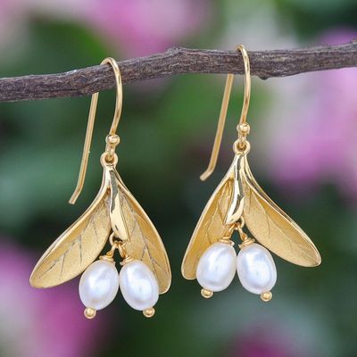 Alternate image for Gold-Plated Cultured Pearl Dangle Earrings Bearing Fruit
