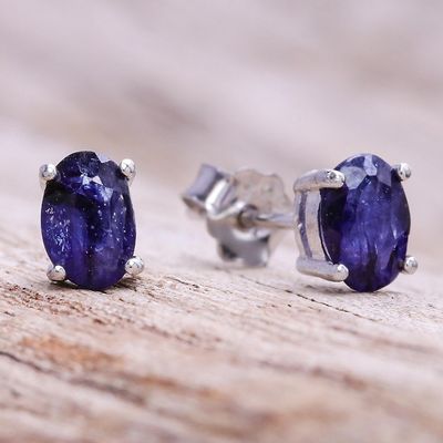 Alternate image for Oval Sapphire Stud Earrings from Thailand Oceanic Marvel