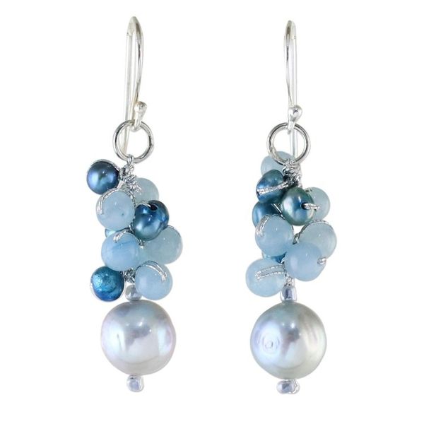 Alternate image for Cultured Pearl and Quartz Dangle Earrings from Thailand Happy Bunch