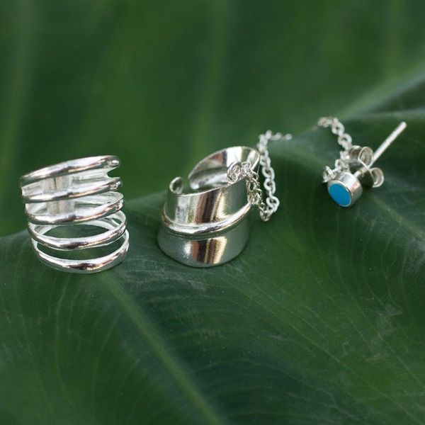 Alternate image for Sterling silver ear cuff earrings Pair Sea Whisper