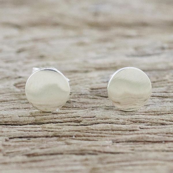Alternate image for Handcrafted Sterling Silver Circular Stud Earrings Bright Circles