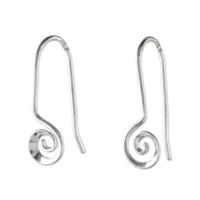 Alternate image for Spiraling Sterling Silver Drop Earrings from Thailand Tiny Spirals