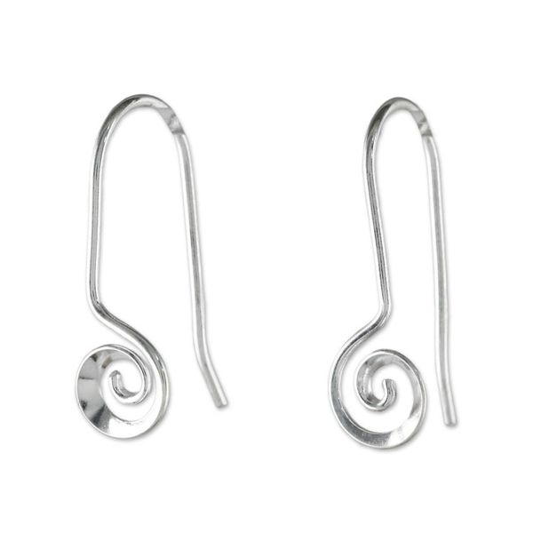 Alternate image for Spiraling Sterling Silver Drop Earrings from Thailand Tiny Spirals