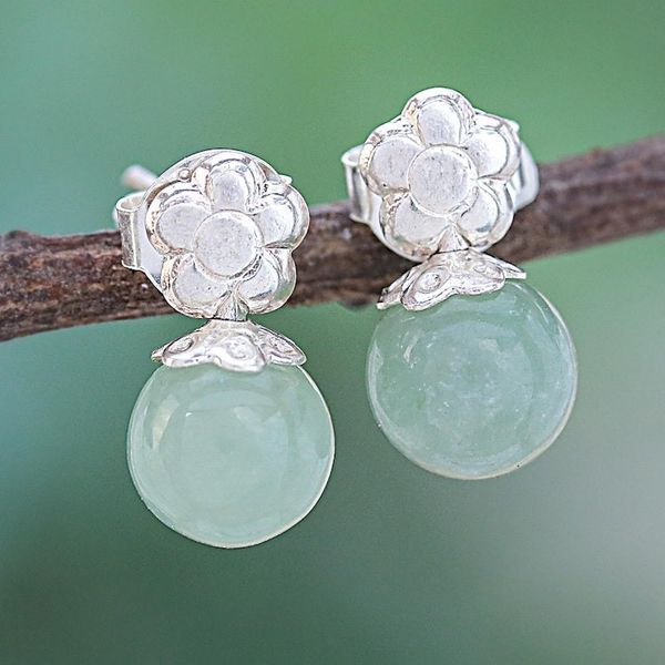 Alternate image for Artisan Crafted Jade and Silver Earrings Chiang Rai Charm