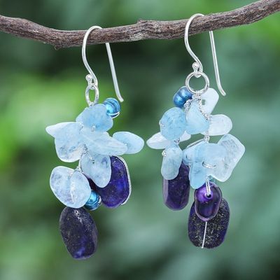 Alternate image for Lapis Lazuli and Aquamarine Dangle Earrings Sweet Winter