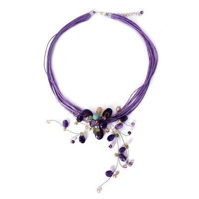 Alternate image for Hand Made Floral Amethyst Necklace Floral Joy