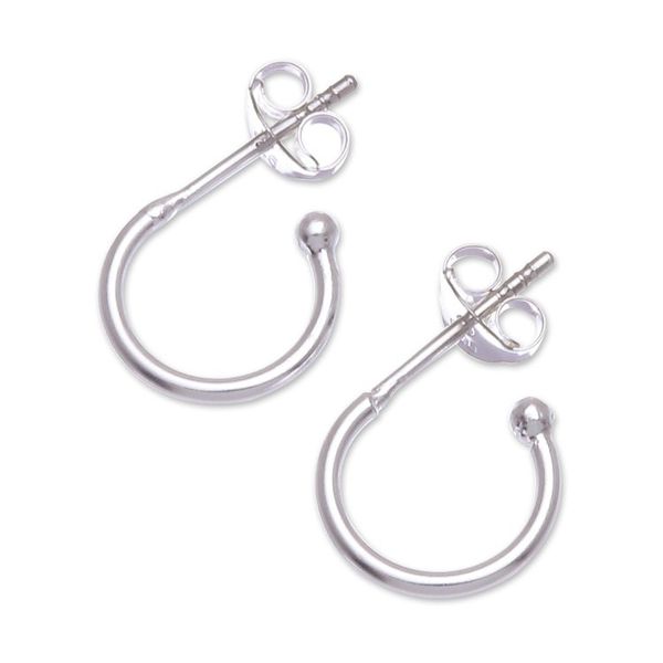 Alternate image for Artisan Crafted Sterling Silver Half Hoop Earrings Classic Crescent