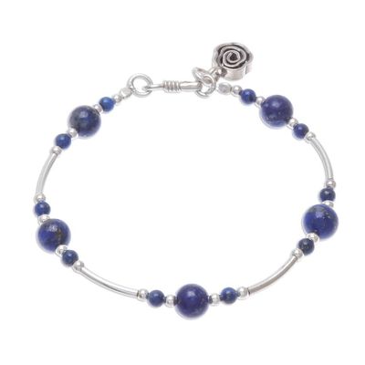 Alternate image for Lapis Lazuli Beaded Bracelet from Thailand Fascinating Rose