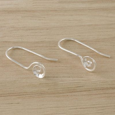 Alternate image for Spiraling Sterling Silver Drop Earrings from Thailand Tiny Spirals