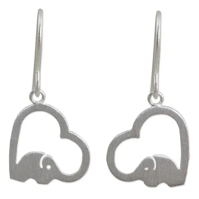 Alternate image for Sterling Silver Heart Elephant Earrings Heartfelt Elephants