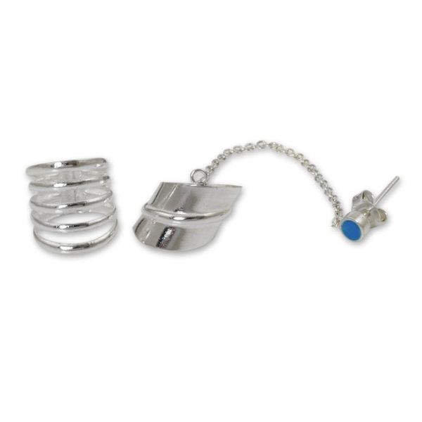Alternate image for Sterling silver ear cuff earrings Pair Sea Whisper