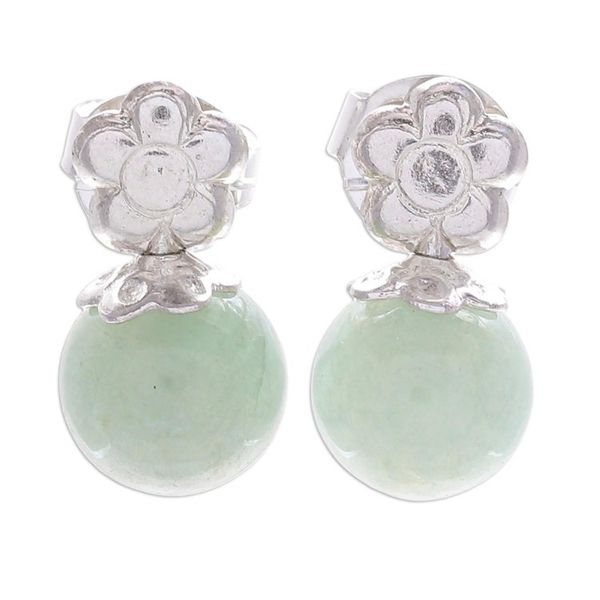 Alternate image for Artisan Crafted Jade and Silver Earrings Chiang Rai Charm