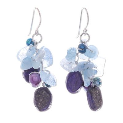 Alternate image for Lapis Lazuli and Aquamarine Dangle Earrings Sweet Winter