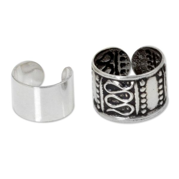 Alternate image for Sterling silver ear cuff earrings Pair Two Epochs
