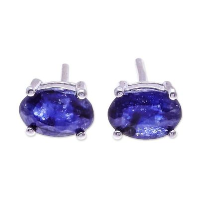 Alternate image for Oval Sapphire Stud Earrings from Thailand Oceanic Marvel