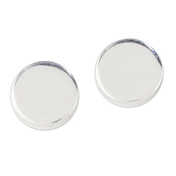 Alternate image for Handcrafted Sterling Silver Circular Stud Earrings Bright Circles