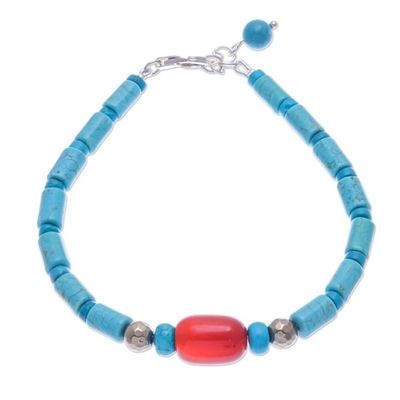 Alternate image for Carnelian and Reconstituted Turquoise Beaded Bracelet Summer Morning