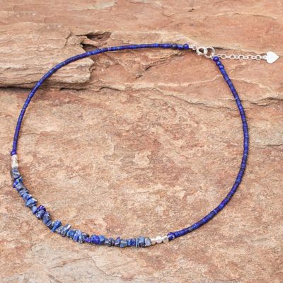 Alternate image for Lapis Lazuli and Karen Silver Beaded Necklace Natures Finest Hour