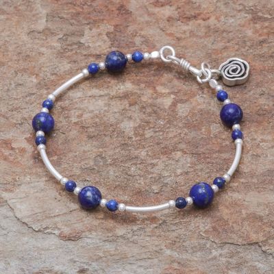 Alternate image for Lapis Lazuli Beaded Bracelet from Thailand Fascinating Rose