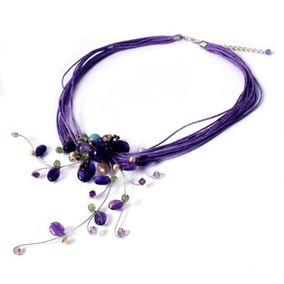Alternate image for Hand Made Floral Amethyst Necklace Floral Joy