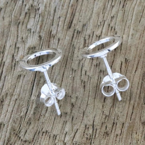 Alternate image for Handcrafted Sterling Silver Stud Earrings from Thailand Simple Circles