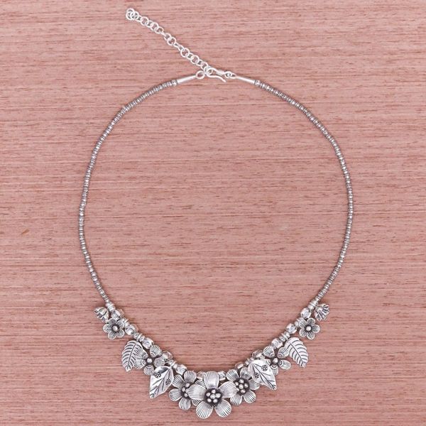 Alternate image for Silver 950 Flower Motif Pendant Necklace from Thailand Natures Miracle