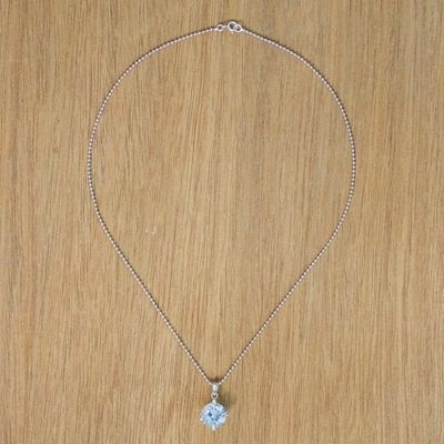 Alternate image for Circular Faceted Topaz Pendant Necklace from Thailand Blue Brilliance