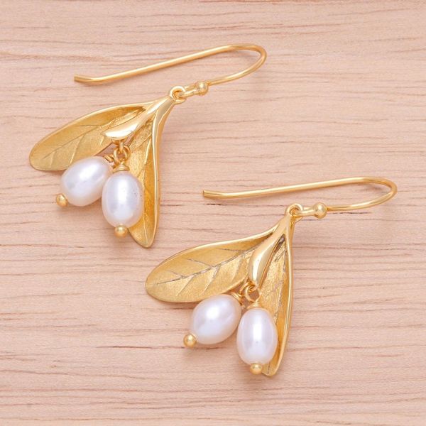 Alternate image for Gold-Plated Cultured Pearl Dangle Earrings Bearing Fruit