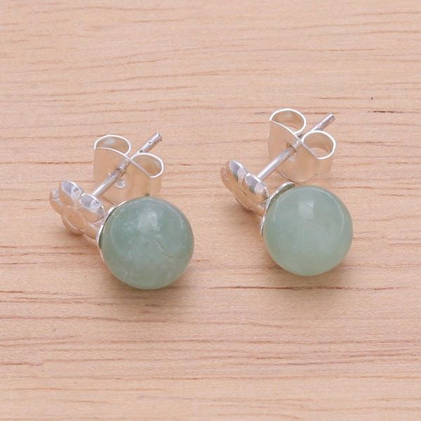 Alternate image for Artisan Crafted Jade and Silver Earrings Chiang Rai Charm