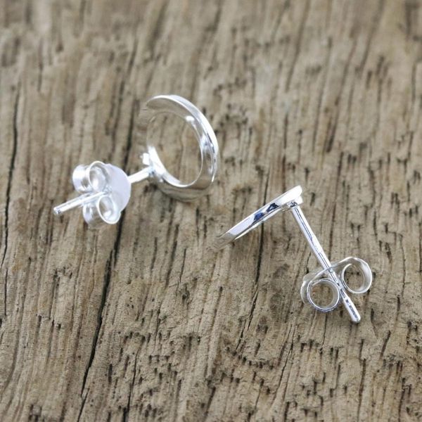 Alternate image for Handcrafted Sterling Silver Stud Earrings from Thailand Simple Circles