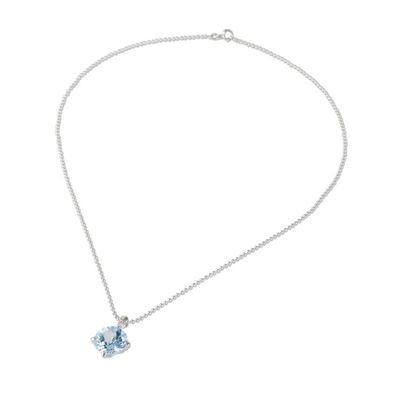 Alternate image for Circular Faceted Topaz Pendant Necklace from Thailand Blue Brilliance