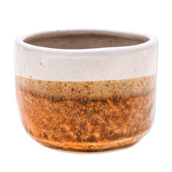 Alternate image for Handcrafted Ceramic Flower Pot with Brown Tones Brown Bud