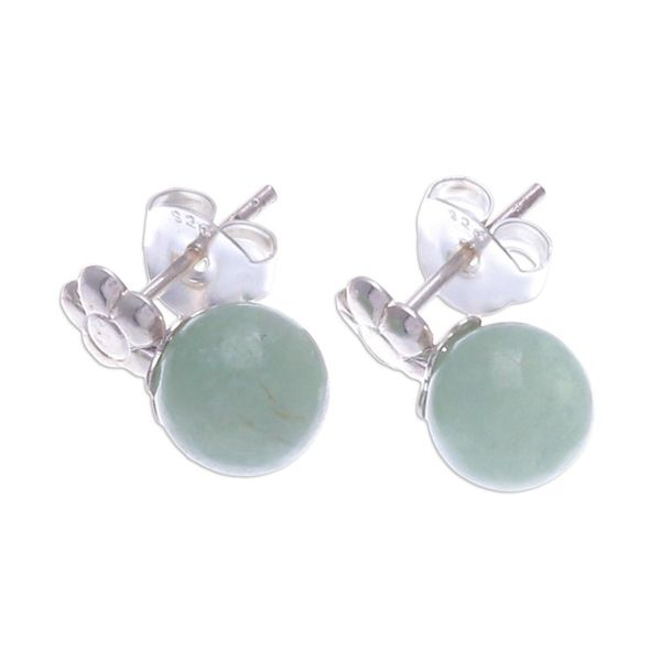 Alternate image for Artisan Crafted Jade and Silver Earrings Chiang Rai Charm