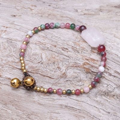 Alternate image for Rose Quartz and Agate Beaded Pendant Bracelet from Thailand Magical Day