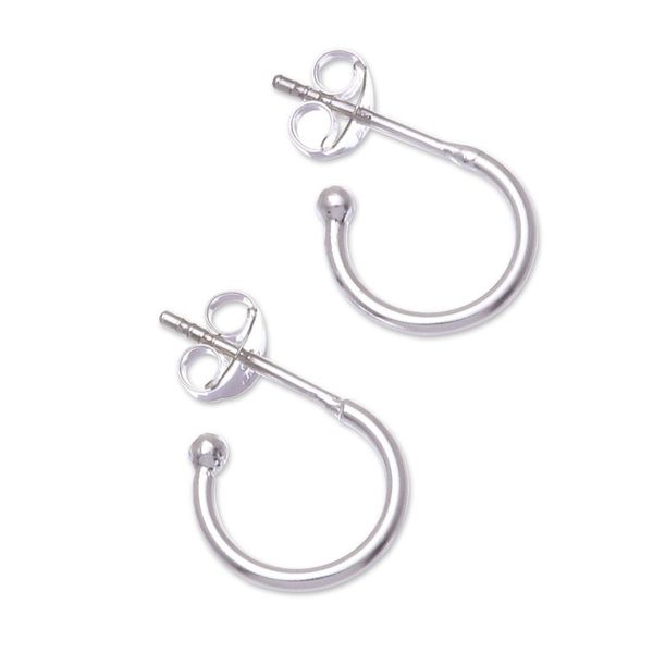 Alternate image for Artisan Crafted Sterling Silver Half Hoop Earrings Classic Crescent