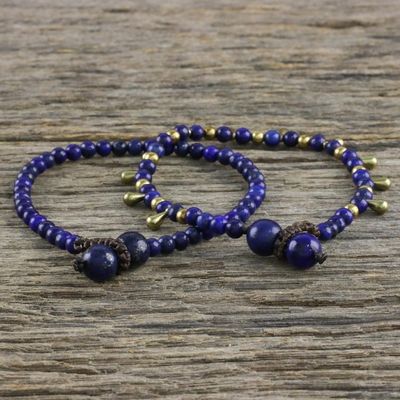 Alternate image for Lapis Lazuli Beaded Bracelets from Thailand Pair Beautiful Forever