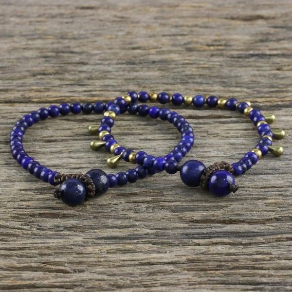 Alternate image for Lapis Lazuli Beaded Bracelets from Thailand Pair Beautiful Forever