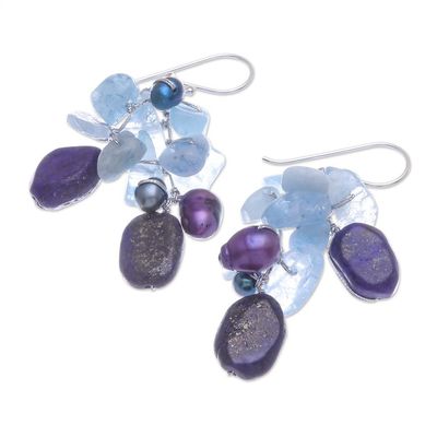 Alternate image for Lapis Lazuli and Aquamarine Dangle Earrings Sweet Winter