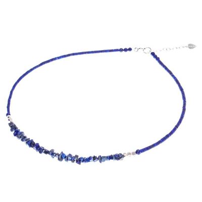 Alternate image for Lapis Lazuli and Karen Silver Beaded Necklace Natures Finest Hour