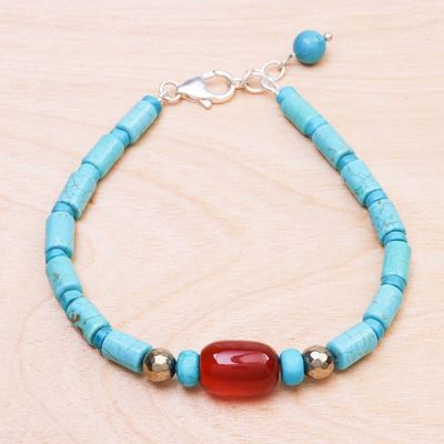 Alternate image for Carnelian and Reconstituted Turquoise Beaded Bracelet Summer Morning