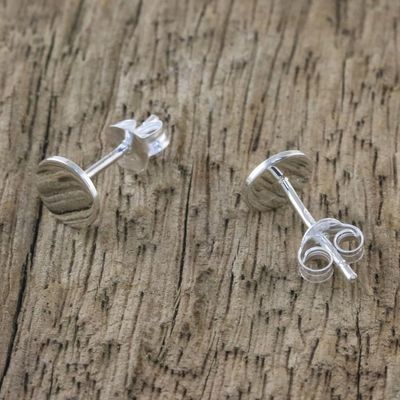 Alternate image for Handcrafted Sterling Silver Circular Stud Earrings Bright Circles