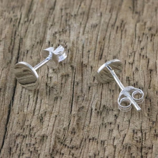 Alternate image for Handcrafted Sterling Silver Circular Stud Earrings Bright Circles