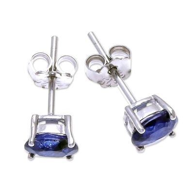 Alternate image for Oval Sapphire Stud Earrings from Thailand Oceanic Marvel