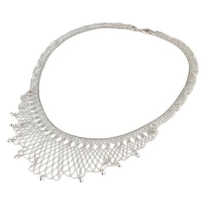 Alternate image for Sterling Silver Ball Chain Collar Necklace from Thailand Vintage Grace